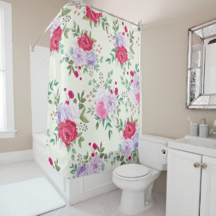 Elegant Simple Pink floral Shower Curtain