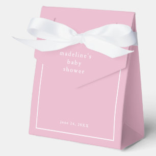 Elegant Simple Pink Girls Baby Shower Favour Box