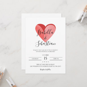 Elegant Simple Pink Heart Wedding Invitation