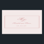 Elegant Simple Pink Monogram Rectangular Sticker<br><div class="desc">The Rosa suite features a beautifully classic script font,  with a two-letter monogram,  and double border edge on the invitation. It's a simple,  classic suite filled with individual pieces in varying colours of rose,  pink,  dusty rose,  ivory,  cream,  and blush. Together,  the suite is elegant,  timeless,  romantic,  and feminine.</div>