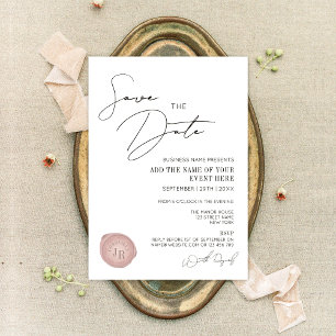 Elegant Simple Pink Wax Stamp Company Gala Dinner Invitation
