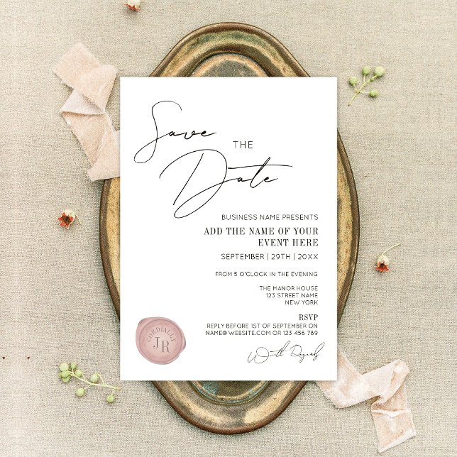 Elegant Simple Pink Wax Stamp Company Gala Dinner Invitation (Creator Uploaded)