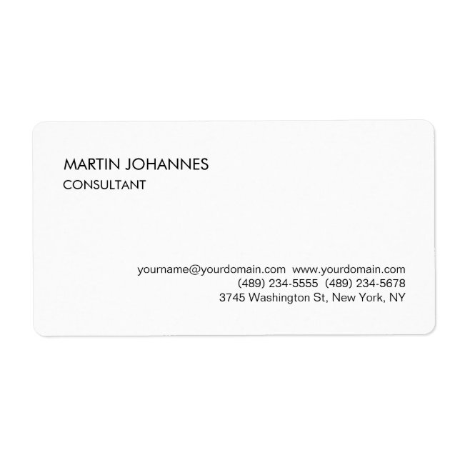 Elegant Simple Plain Black White Business Card (Front)