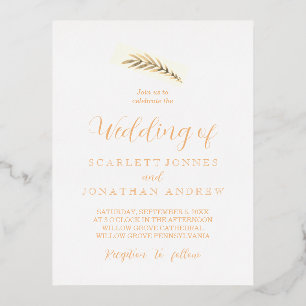 Elegant Simple Plant Wedding  Foil Holiday Postcard