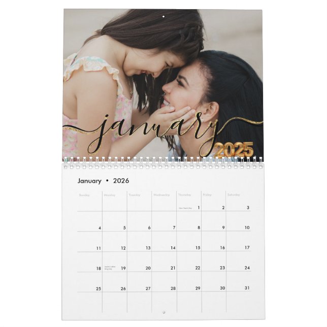 Elegant Simple Playful Script Family Photos  Calendar (Jan 2026)