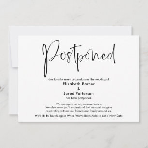 Elegant Simple Postponed Wedding Announcement Card