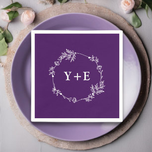Elegant Simple Purple Monogrammed Wedding Napkin