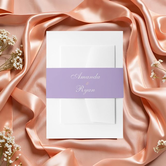 Elegant Simple Purple Script Wedding Invitation Belly Band (Creator Uploaded)