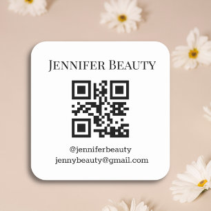 elegant simple qr code small business  square sticker