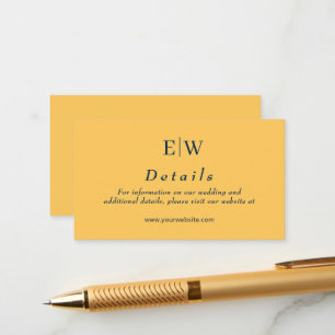 Elegant Simple Ray Flower with Monogram Wedding Enclosure Card