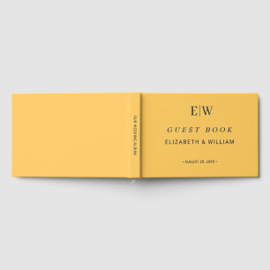 Elegant Simple Ray Flower with Monogram Wedding Guest Book
