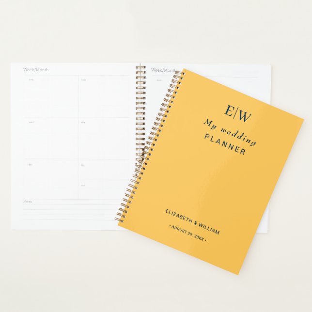 Elegant Simple Ray Flower with Monogram Wedding Planner (Display)