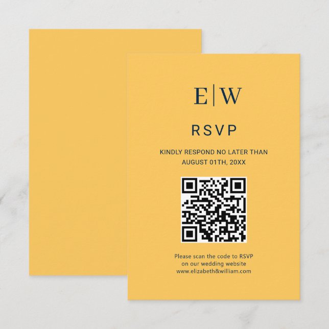 Elegant Simple Ray Flower with Monogram Wedding RSVP Card (Front/Back)