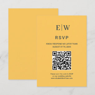 Elegant Simple Ray Flower with Monogram Wedding RSVP Card