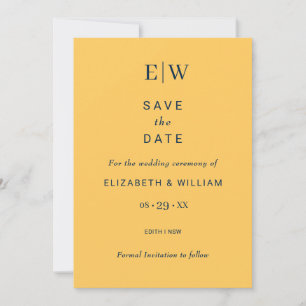 Elegant Simple Ray Flower with Monogram Wedding Save The Date