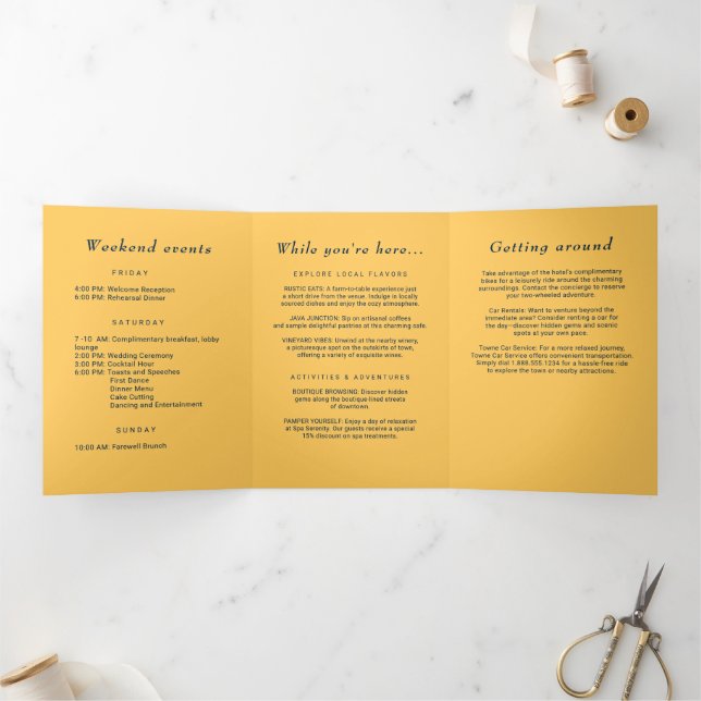 Elegant Simple Ray Flower with Monogram Wedding Tri-Fold Programme (Inside)