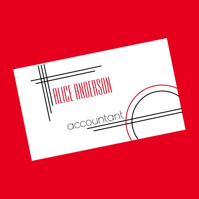 Elegant simple red black white geometric modern business card (Creator Uploaded)