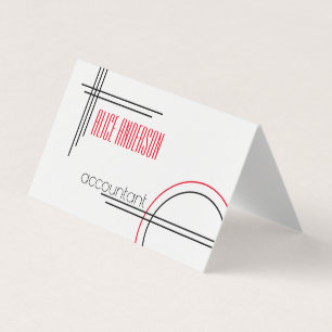 Elegant simple red black white geometric modern business card