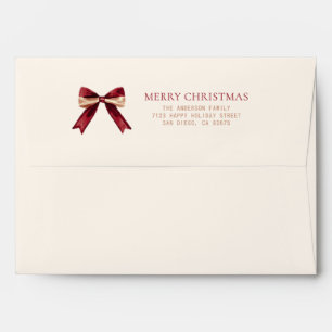 Elegant Simple Red Bow Merry Christmas Envelope
