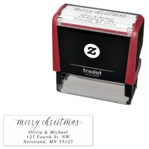 Elegant Simple Red Christmas Return Address Self-inking Stamp