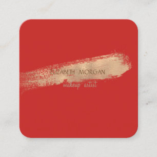 Elegant Simple Red, Foil Brush Stroke Square Business Card