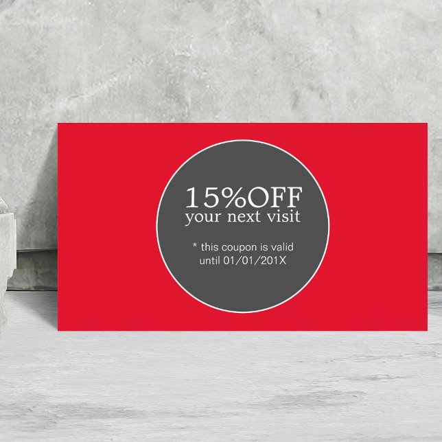 Elegant Simple Red Grey Beauty Discount Card (Creator Uploaded)