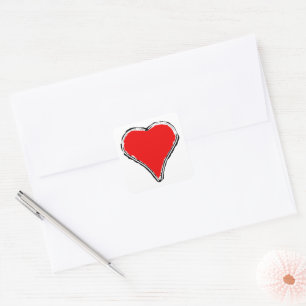 Elegant simple red heart v1 square sticker