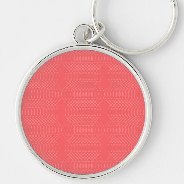 Elegant, simple, red, modern wavy lines key ring (Front)