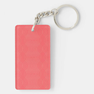 Elegant, simple, red, modern wavy lines key ring