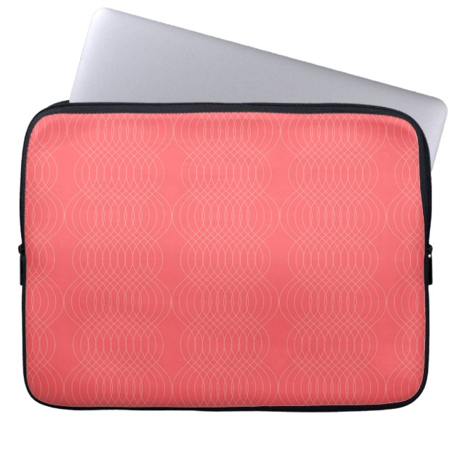 Elegant, simple, red, modern wavy lines laptop sleeve (Front)