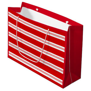 Elegant Simple Red Peppermint Candy Cane Stripes Large Gift Bag