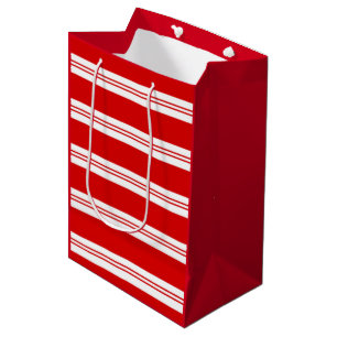 Elegant Simple Red Peppermint Candy Cane Stripes Medium Gift Bag