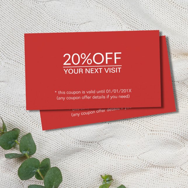 Elegant Simple Red White Beauty Salon Coupon (Creator Uploaded)