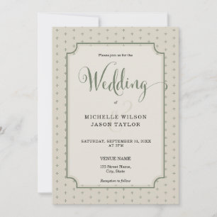 Elegant Simple Romantic Cottagecore Patterned Invitation