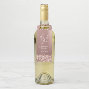 Elegant Simple Rose Gold Glitter Modern Thank You Bottle Tag