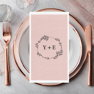  Elegant Simple Rose Gold Monogrammed Wedding Napkin