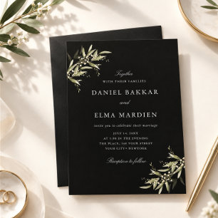 Elegant Simple Rustic Botanical Greenery Wedding Invitation