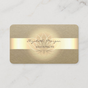Elegant Simple,Rustic,Kraft Stripe,Gold Lotus Business Card