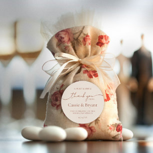 Elegant Simple Rustic Wedding Thank You Classic Round Sticker