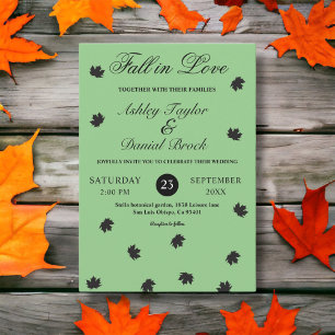 Elegant Simple Sage Green Boho Rustic Fall Wedding Invitation