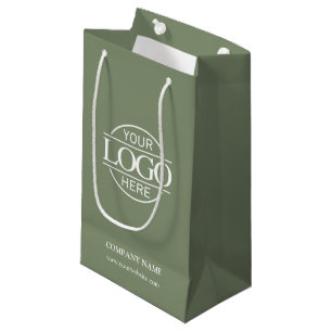 Elegant Simple Sage Green Company Business Logo Small Gift Bag