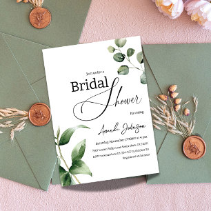 Elegant Simple Sage Green Eucalyptus Bridal Shower Invitation