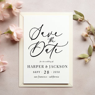 Elegant Simple Save the Date Calligraphy Script  Invitation