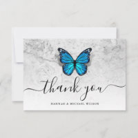 Elegant Simple Script Blue Butterfly