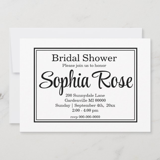 Elegant Simple script bridal shower  Invitation (Front)