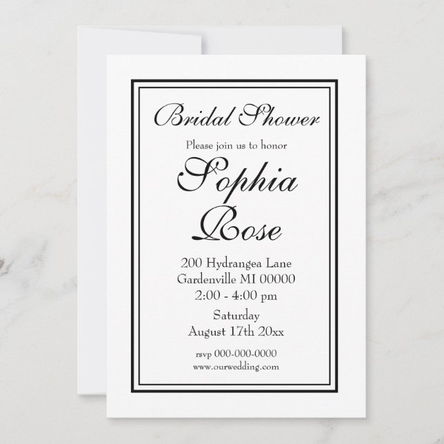 Elegant Simple script bridal shower  Invitation (Front)