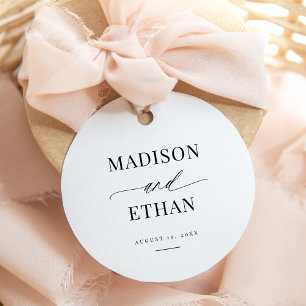 Elegant Simple Script Calligraphy Wedding Favour Tags
