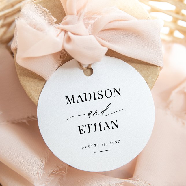 Elegant Simple Script Calligraphy Wedding Favour Tags (Creator Uploaded)