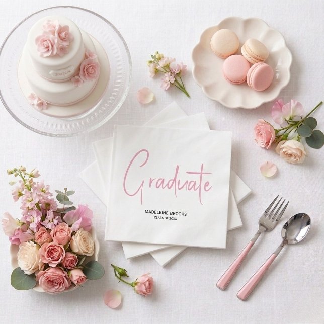 Elegant Simple Script Custom Graduation Napkins (Creator Uploaded)