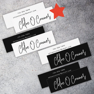Elegant Simple Script Name White Minimalist Mini Business Card